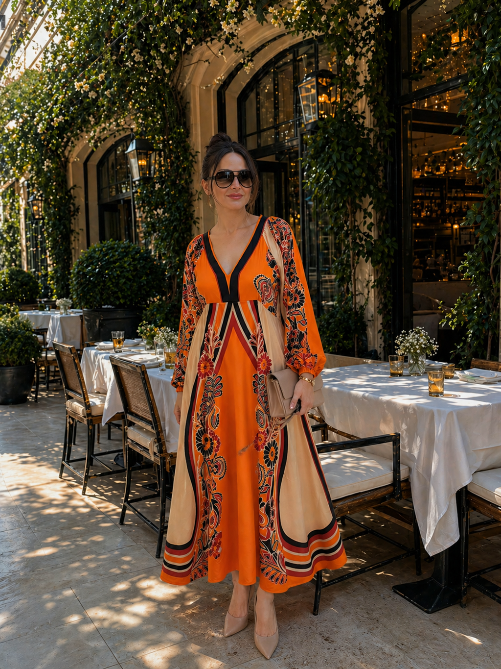 Elegant Maxi Dress for Women – 100% Viscose Printed Dress, Summer Dinner Outfit, Resort Evening Dress, Flowy Long Dress for Vacation