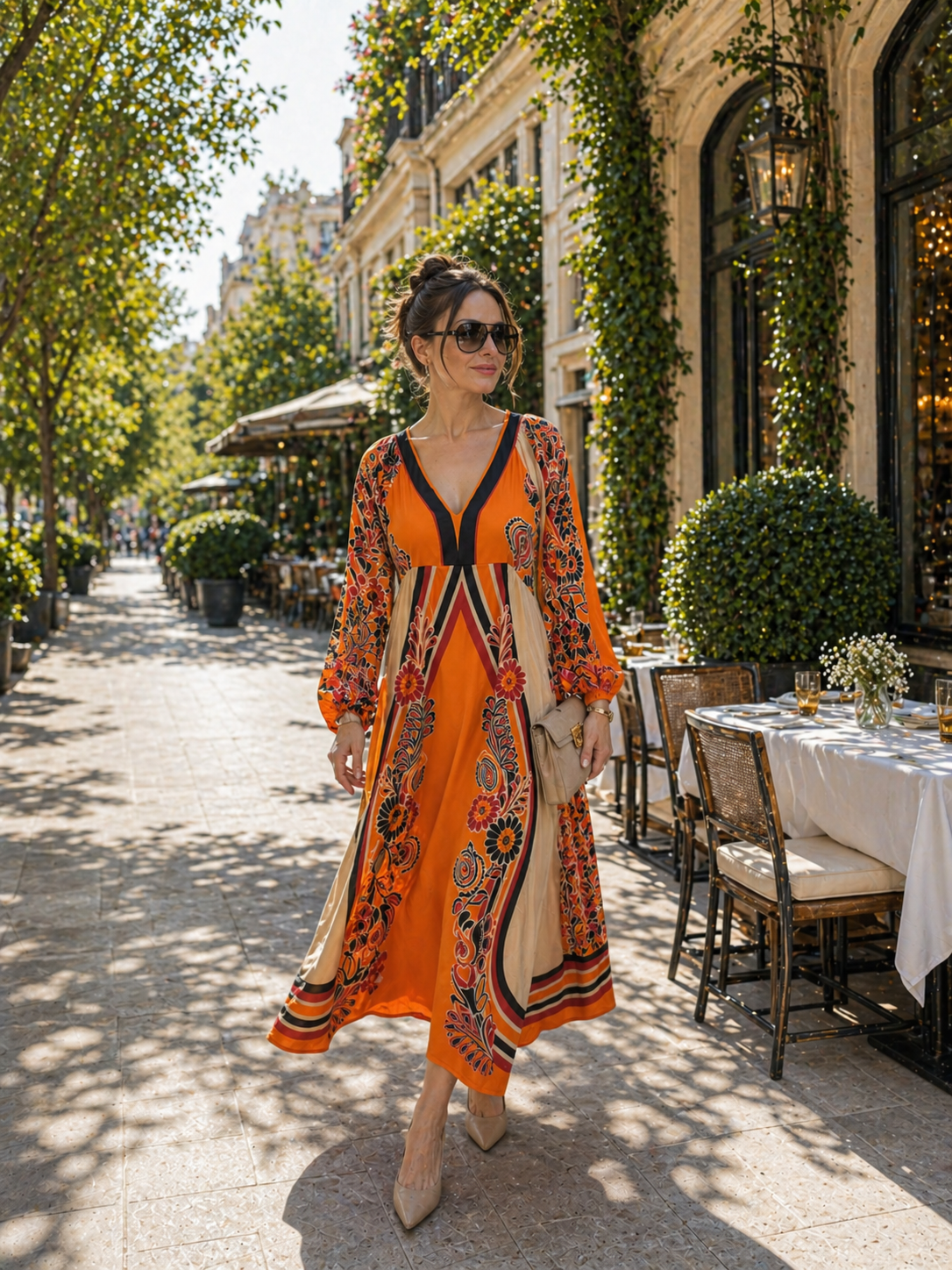 Elegant Maxi Dress for Women – 100% Viscose Printed Dress, Summer Dinner Outfit, Resort Evening Dress, Flowy Long Dress for Vacation
