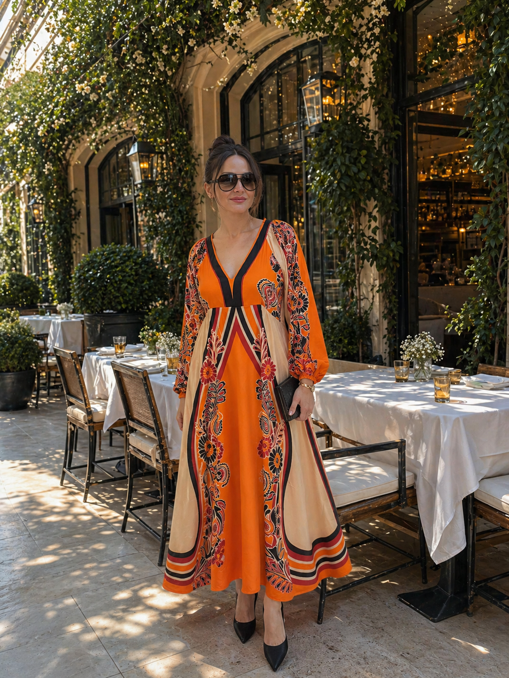 Elegant Maxi Dress for Women – 100% Viscose Printed Dress, Summer Dinner Outfit, Resort Evening Dress, Flowy Long Dress for Vacation