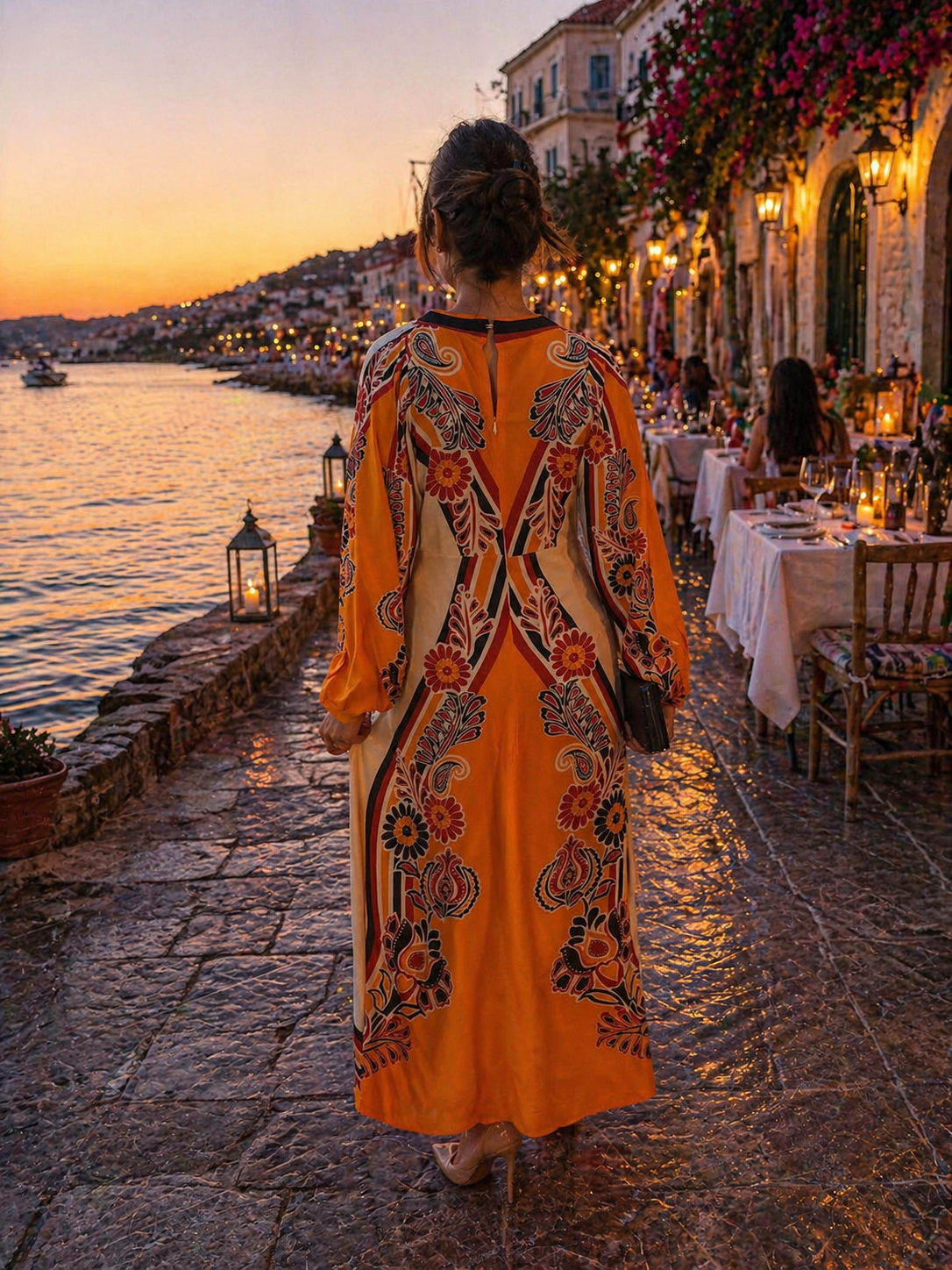 Elegant Maxi Dress for Women – 100% Viscose Printed Dress, Summer Dinner Outfit, Resort Evening Dress, Flowy Long Dress for Vacation