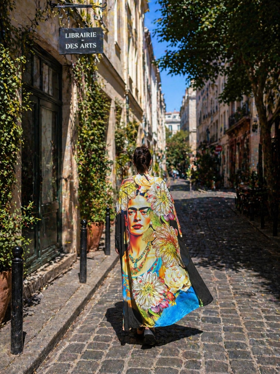 Frida Kahlo Kimono Cover Up – Boho Beach Kaftan for Women, Artistic Floral Kimono Robe, Oversized Resort Wear, Lightweight Summer Duster