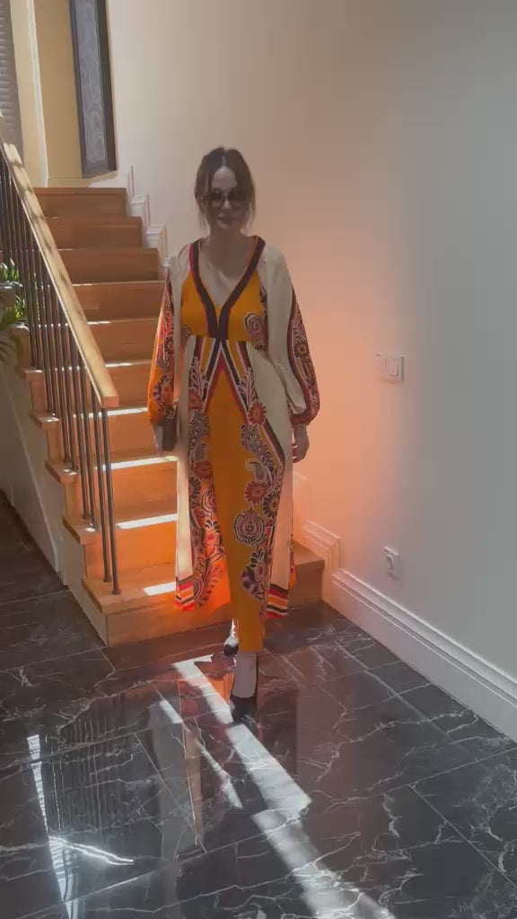 Elegant Maxi Dress for Women – 100% Viscose Printed Dress, Summer Dinner Outfit, Resort Evening Dress, Flowy Long Dress for Vacation